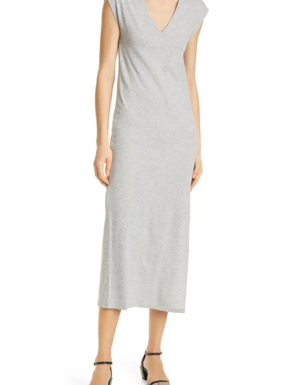 FRAME Le Muscle T-Shirt Dress Womens XS Grey Heather V-Neck Organic Pima Cotton